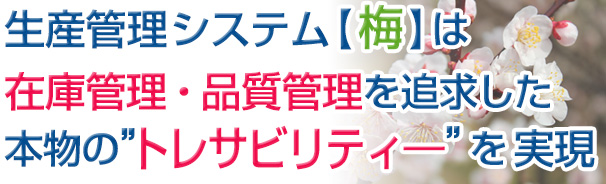 生産管理システム【梅】は在庫管理・品質管理を追求した本物の”トレサビリティ―”を実現