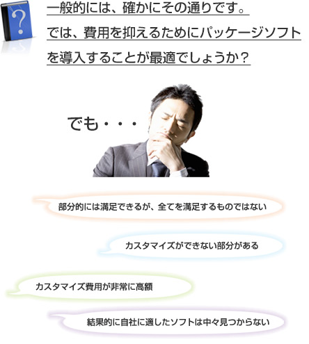 一般的には、確かにその通りです。では、費用を抑えるためにパッケージソフトを導入することが最適でしょうか？